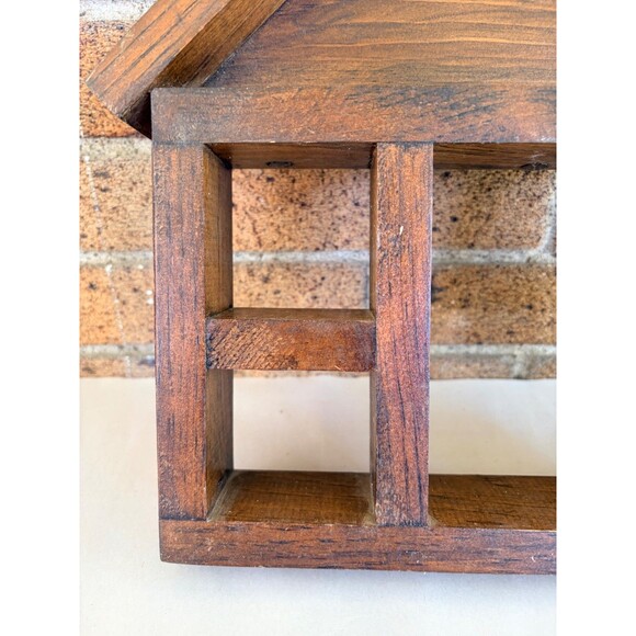 Vintage Heart Cutout Wall Shelf Trinket Shelf Cottage Core  Vtg House Shaped Wood Trinket Shelf Heart Cutout Hanging Miniatures Display